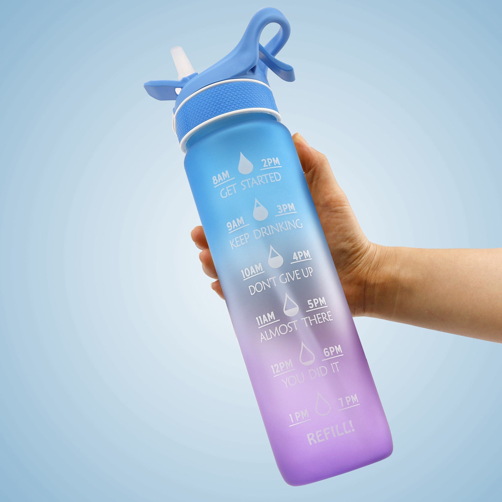 Blue purple gradient sports water bottle 