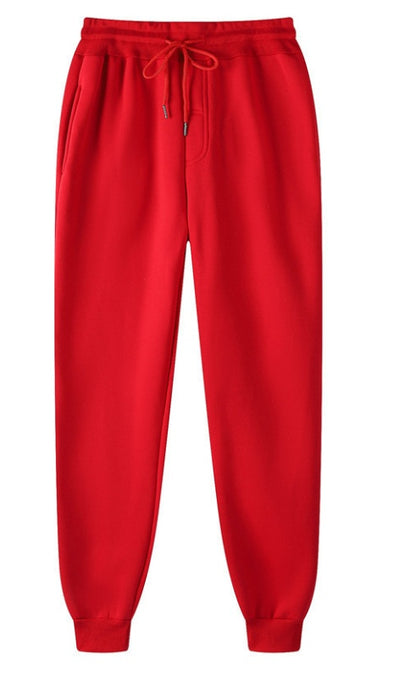 Bright red baggy sweatpants