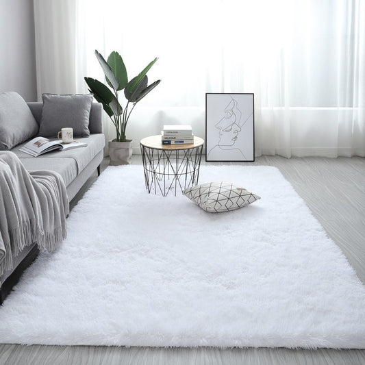 White faux fur rug