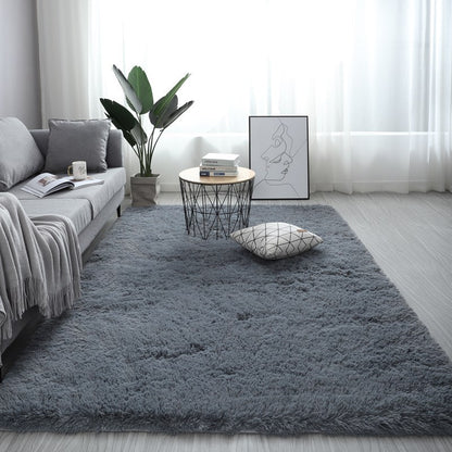 Gray faux fur rug