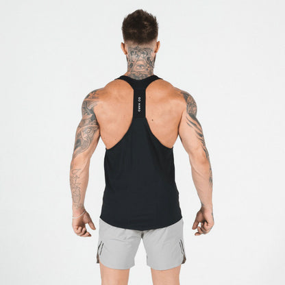 Back side of black sleeveless tank top