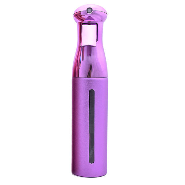 Metallic purple continuous spray bottle for hair 