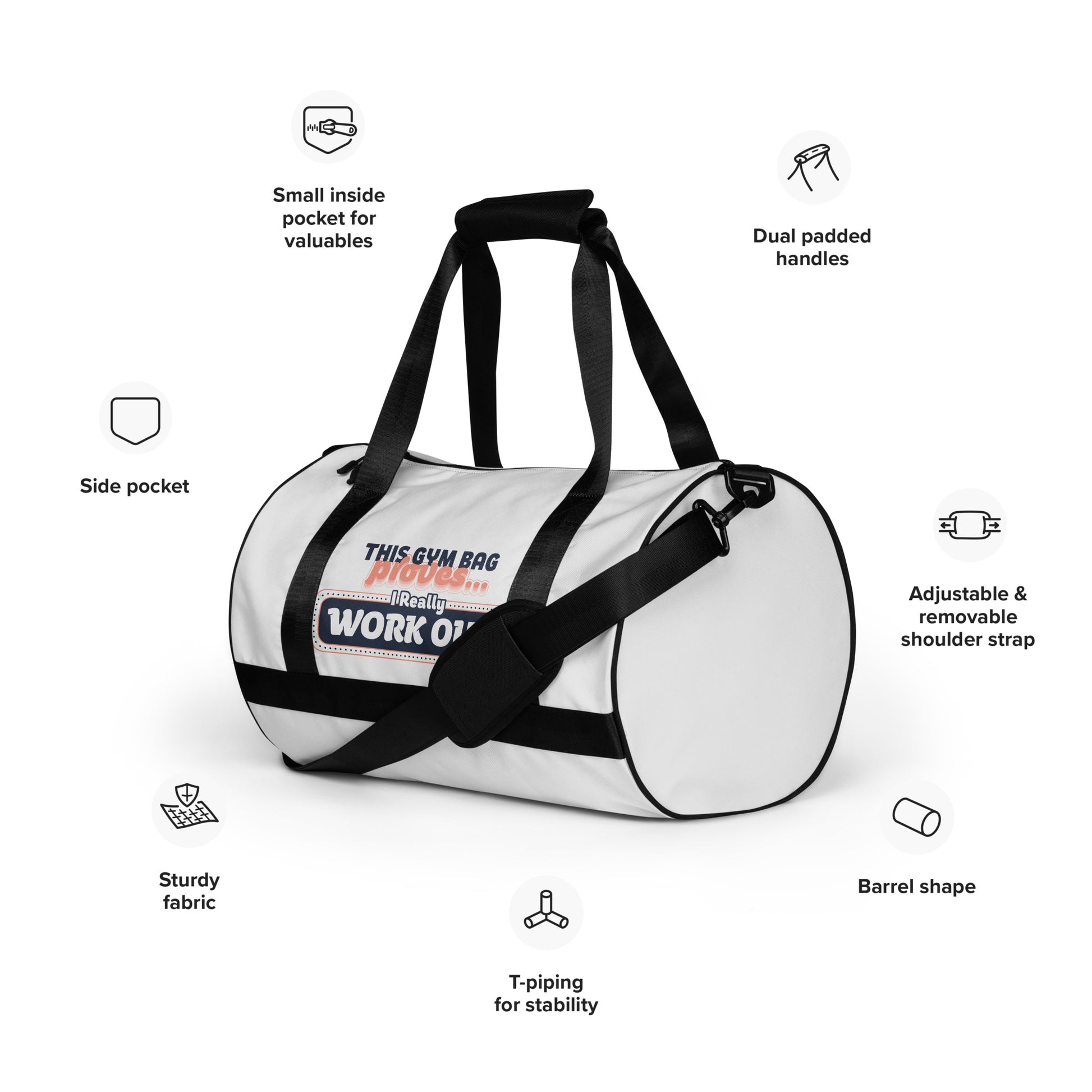 White gym bag product details