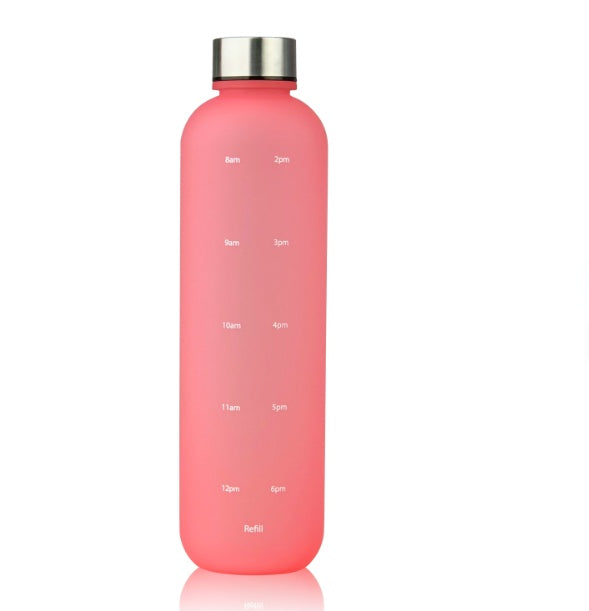 Pink frosted water bottle for exercise