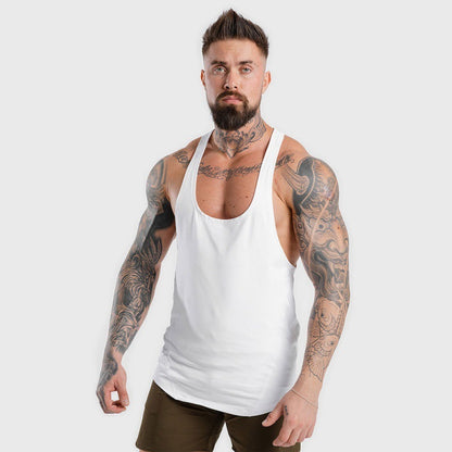 White men's sleeveless activewear tank top