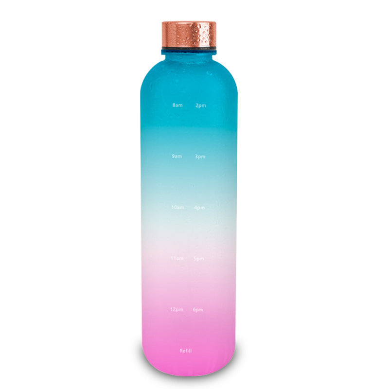 Unique blue, white, and pink frosted water bottle for working out