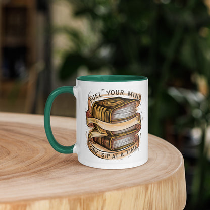 Ceramic coffee mug with dark 
green interior