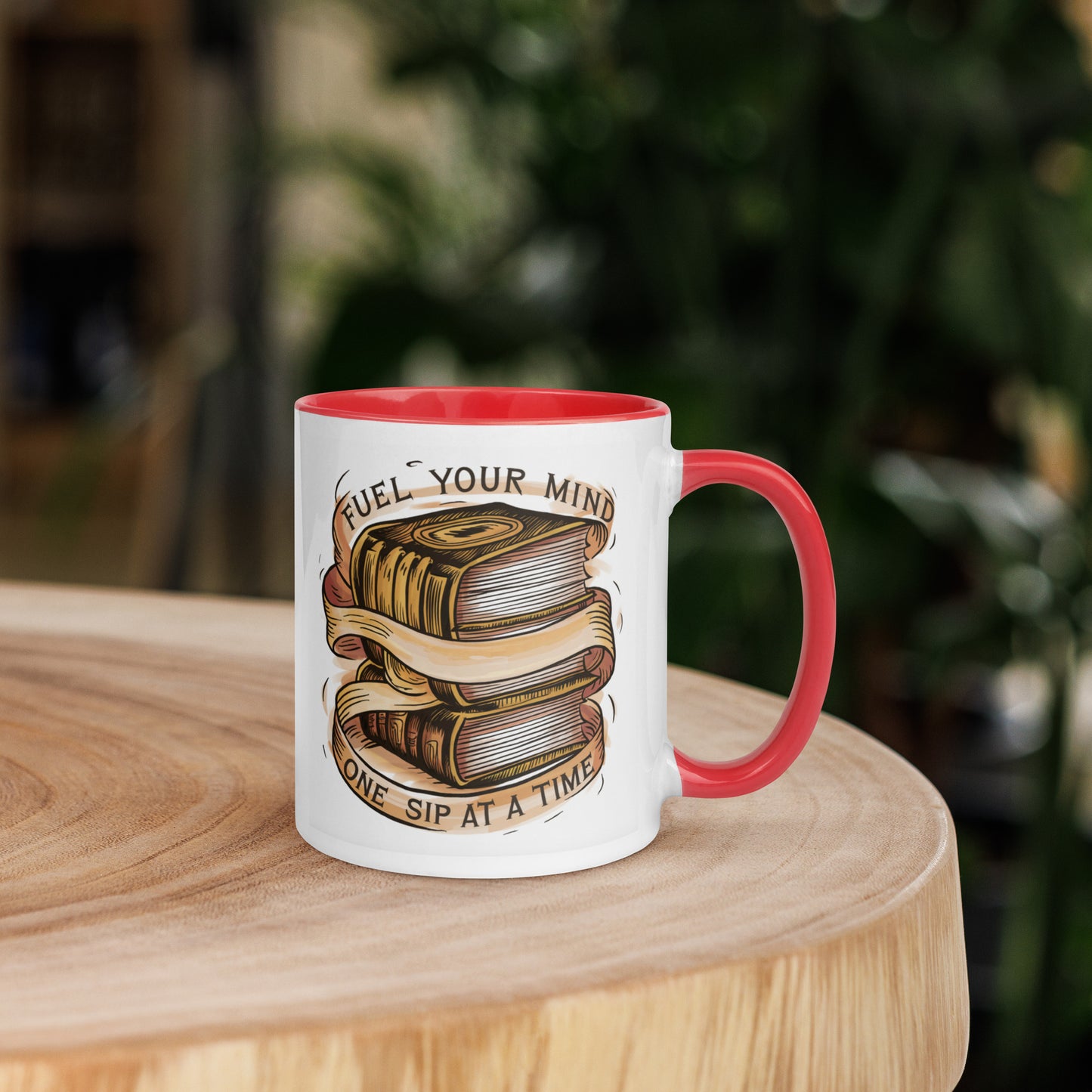 Red interior ceramic coffee mug